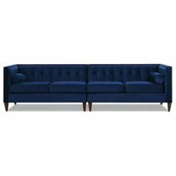 Jennifer Taylor Home Jack 118" Modern Tuxedo Tufted Long Modular Sofa, Navy Blue Velvet