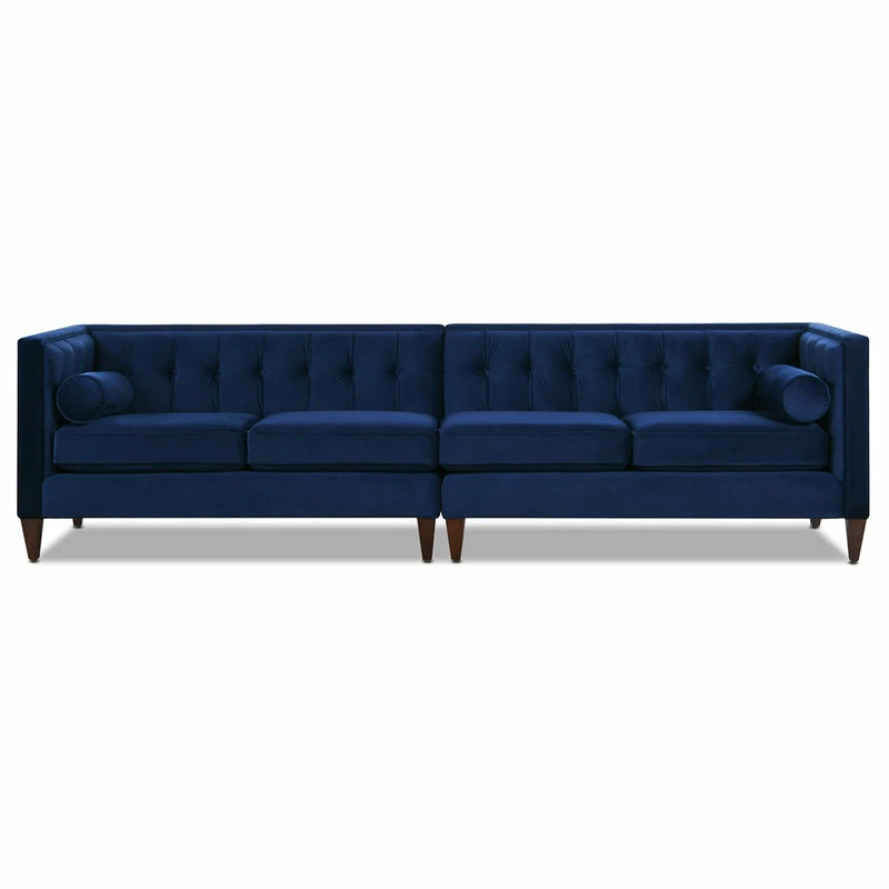 Jennifer Taylor Home Jack 118" Modern Tuxedo Tufted Long Modular Sofa, Navy Blue Velvet