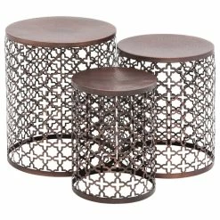 Brimfield & May Industrial Bronze Metal Accent Table 23941