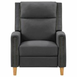 CorLiving Distribution LLC CorLiving Lynwood Recliner Chair With Nail Head Trim, Dark Grey