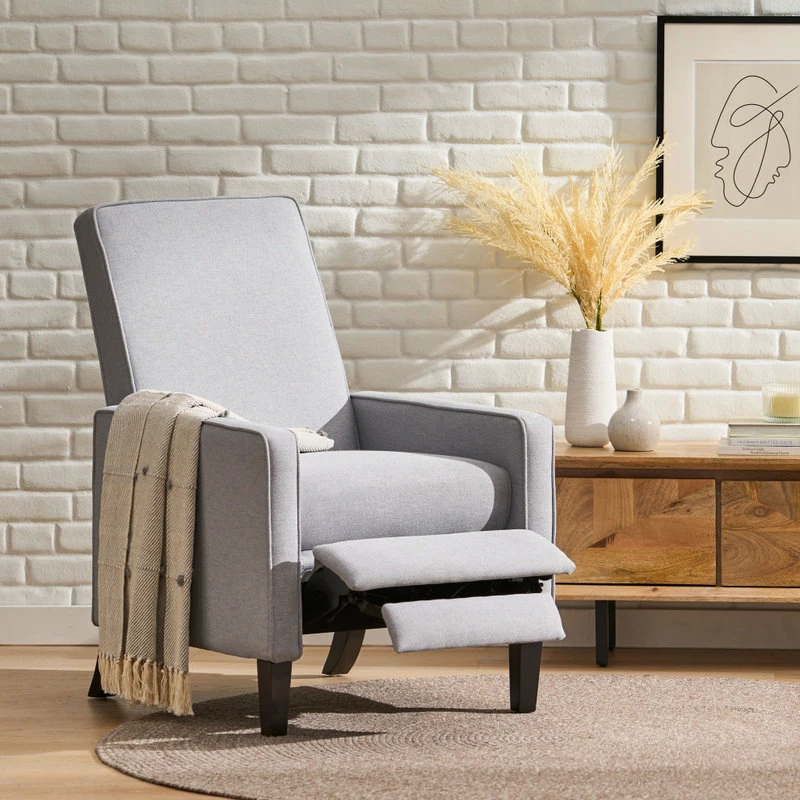 GDFStudio GDF Studio Drake Light Gray Fabric Recliner Club Chair - Image 3