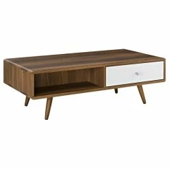 LexMod Transmit Coffee Table, Walnut White