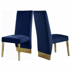 MOD The Cairo Dining Chair, Navy And Gold, Velvet, Set Of 2