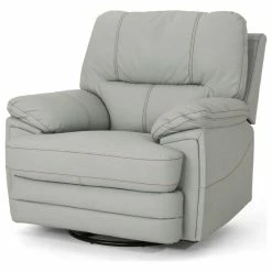 GDFStudio GDF Studio Laurent Leather Swivel Power Recliner, Light Gray/Black