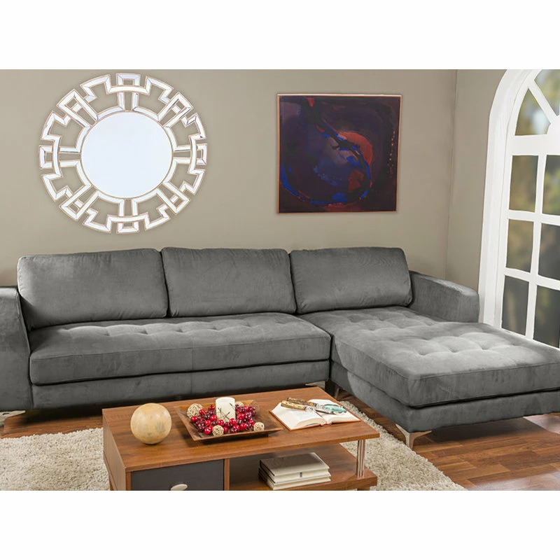 Baxton Studio Agnew Contemporary Microfiber Right Facing Sectional Sofa, Gray - Image 4
