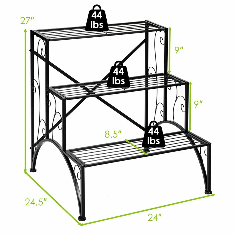 Costway Plant Rack 3-Tier Metal Plant Stand Garden Shelf Stair Style Decorative - Image 5