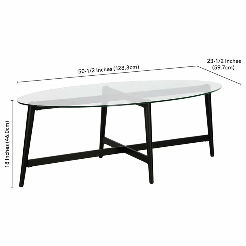 Henn&Hart Mid-Century Metal Blackened Bronze And Glass Coffee Table - Image 5