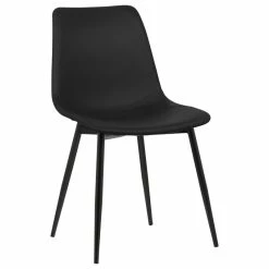 Armen Living Monte Contemporary Dining Chair With Black Powder Coated Metal Legs, Black
