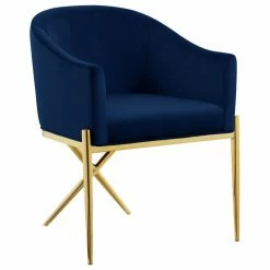 MOD The Parker Dining Chair, Velvet, Navy, Gold Legs