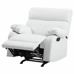 Glory Furniture Clarke Rocker Recliner, White/Faux Leather