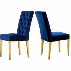 Meridian Furniture Capri Velvet Dining Chair, Set Of 2, Navy