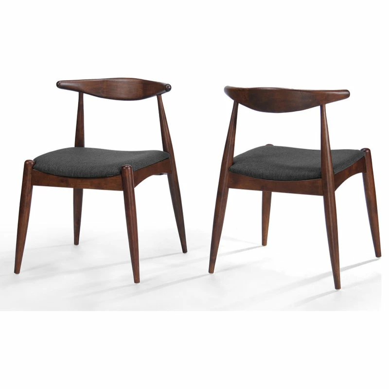 GDFStudio GDF Studio Sandra Mid Century Modern Dining Chairs, Set Of 2, Charcoal/Walnut