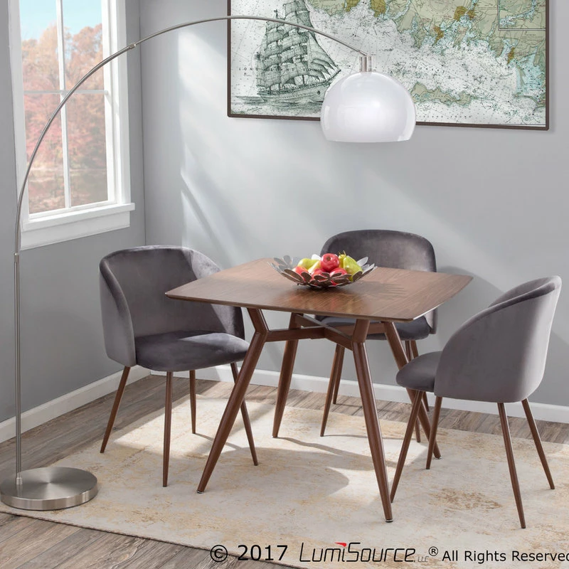 LumiSource Fran Dining Chair, Walnut And Blue Velvet, Set Of 2, Walnut And Gra - Image 5