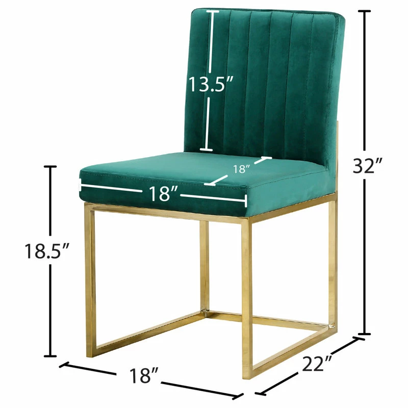 MOD The Dice Dining Chair, Green, Velvet, Gold Base, Set Of 2 - Image 7