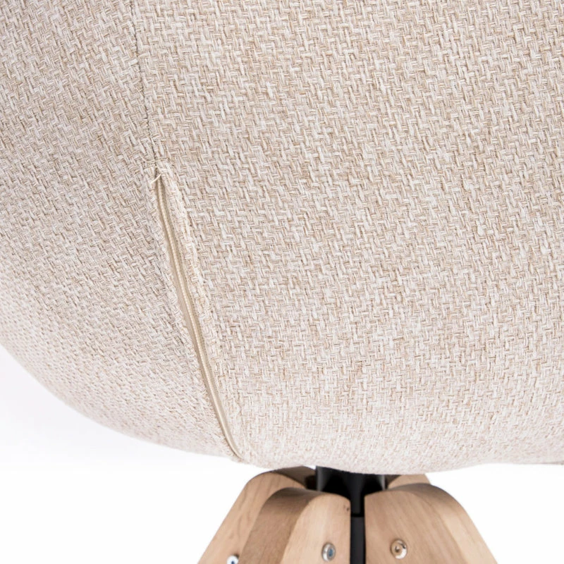 KINWELL Swivel Desk Chair No Wheels Upholstered Dining Chair Armchair, Beige - Image 12