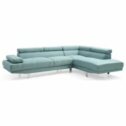 Glory Furniture Riveredge Twill Fabric Sectional In Teal