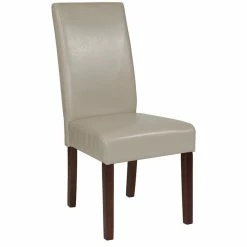Flash Furniture Greenwich Series Beige Leather Parsons Chair