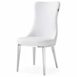 Zuri Furniture Modern Norma Dining Chair - White With Polished Stainless Steel Base