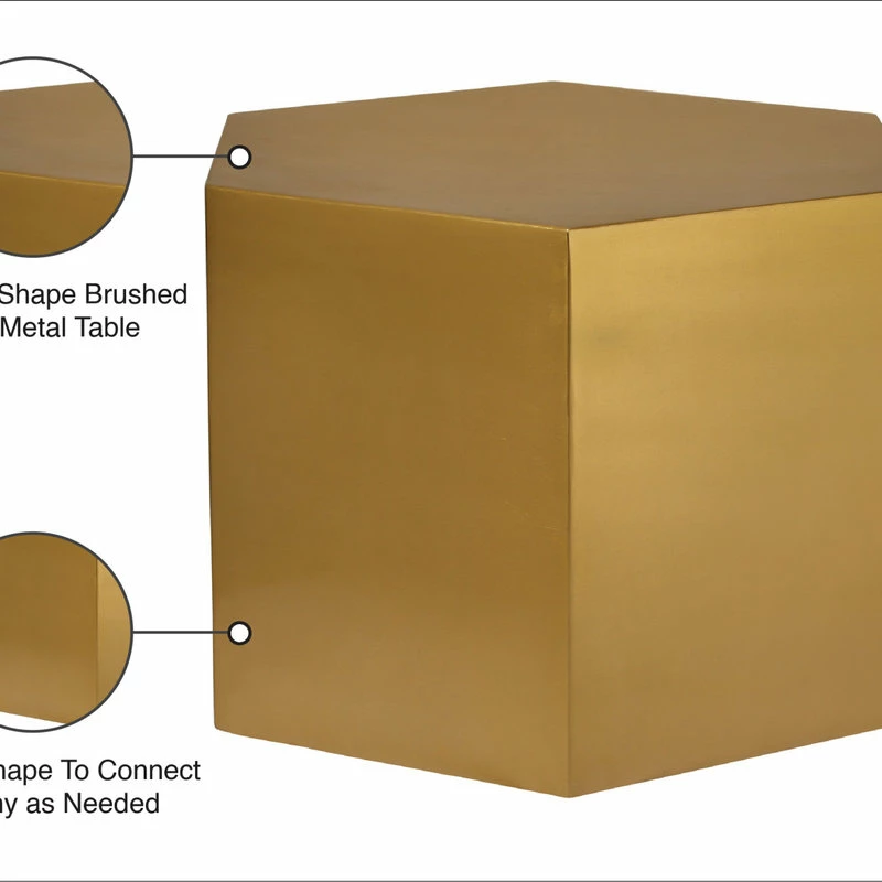 Meridian Furniture Hexagon Durable Iron Modular Coffee Table, Brushed Gold - Image 6