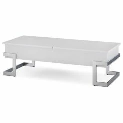 Acme Furniture Acme Calnan Lift Top Coffee Table, White And Chrome