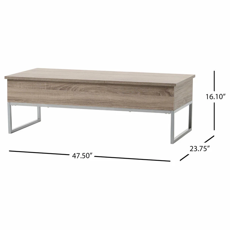 GDFStudio GDF Studio Ditmar Natural Brown Lift Top Storage Coffee Table - Image 3
