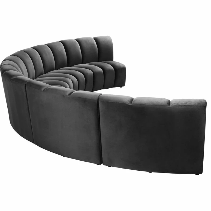 Meridian Furniture Infinity Channel Tufted Velvet Modular Chair, Gray, 5 Piece - Image 6