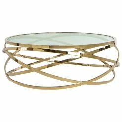 LIEVO Orbit Steel Coffee Table, Polished Gold