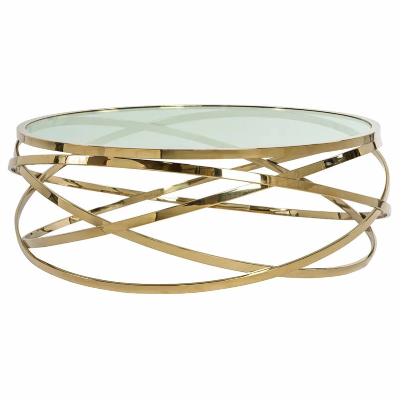 LIEVO Orbit Steel Coffee Table, Polished Gold