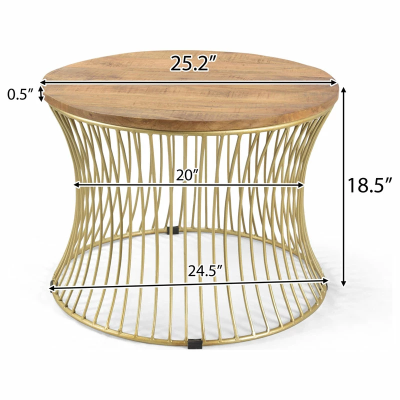 GDFStudio Alfonso Handcrafted Boho Mango Wood And Iron Coffee Table - Image 3