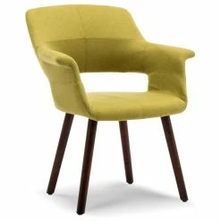 Belleze Mid-Century Accent Armrest Wooden Legs, Green