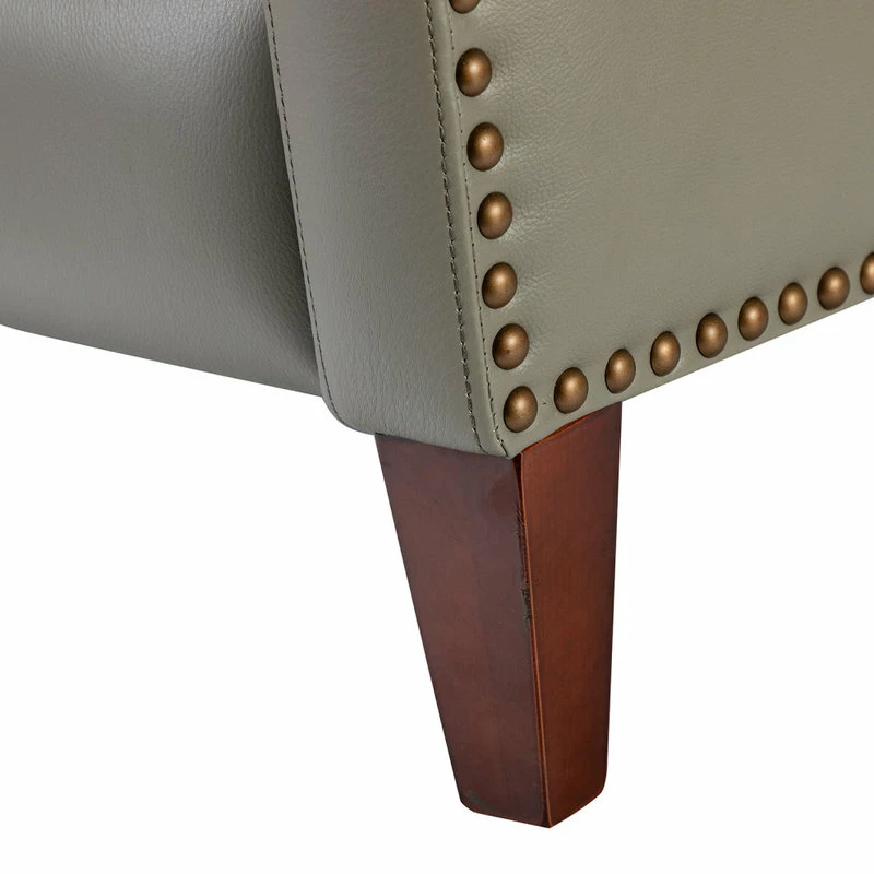 Karat Home Genuine Leather Cigar Recliner With Wingback, Dove - Image 9