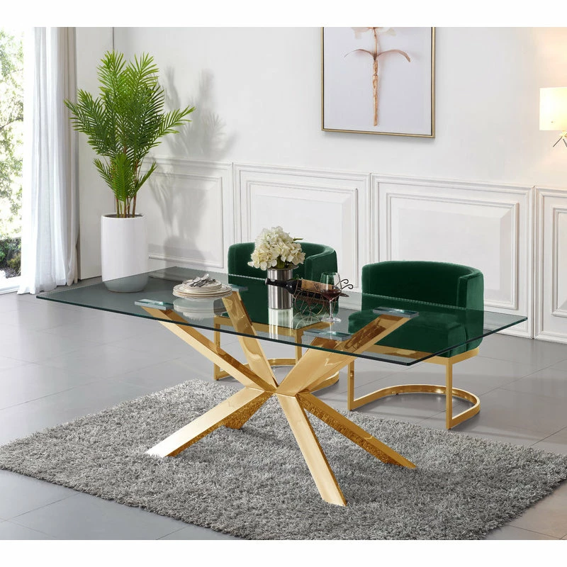 MOD The Fay Dining Chair, Green And Gold, Velvet - Image 5