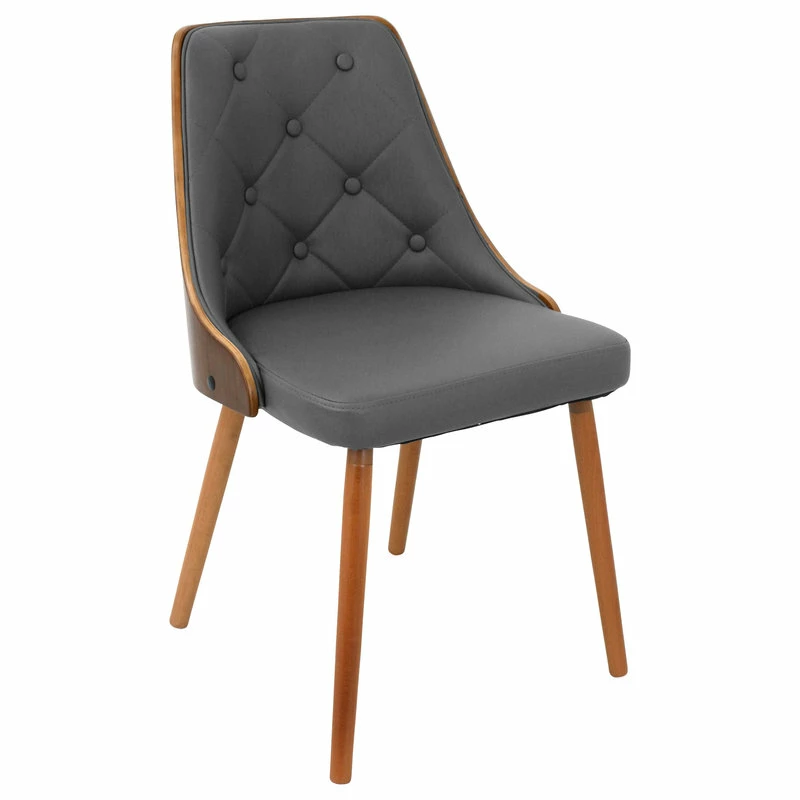 LumiSource Gianna Dining Chair, Walnut And Gray