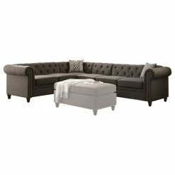Acme Furniture Aurelia II Sectional Sofa, Charcoal Linen