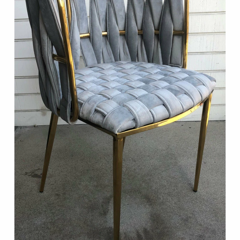 MOD The Eterno Dining Chair, Gray And Gold, Velvet - Image 4