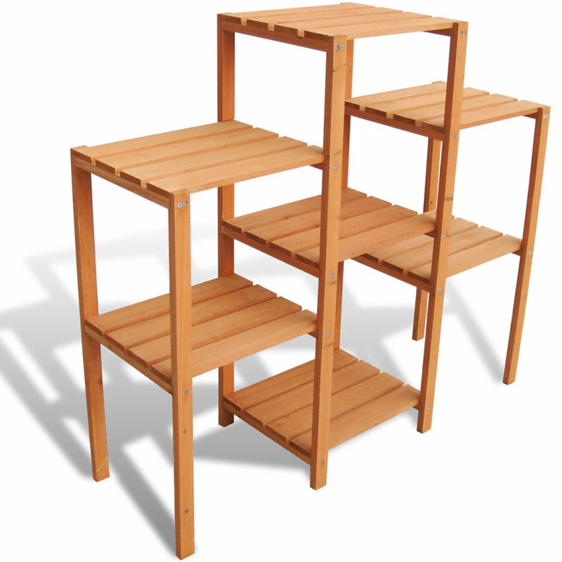 Vida XL International B.V. VidaXL Garden Plant Stand With 7 Racks 38.1" Solid Wood Pot Display Rack Shelf - Image 2
