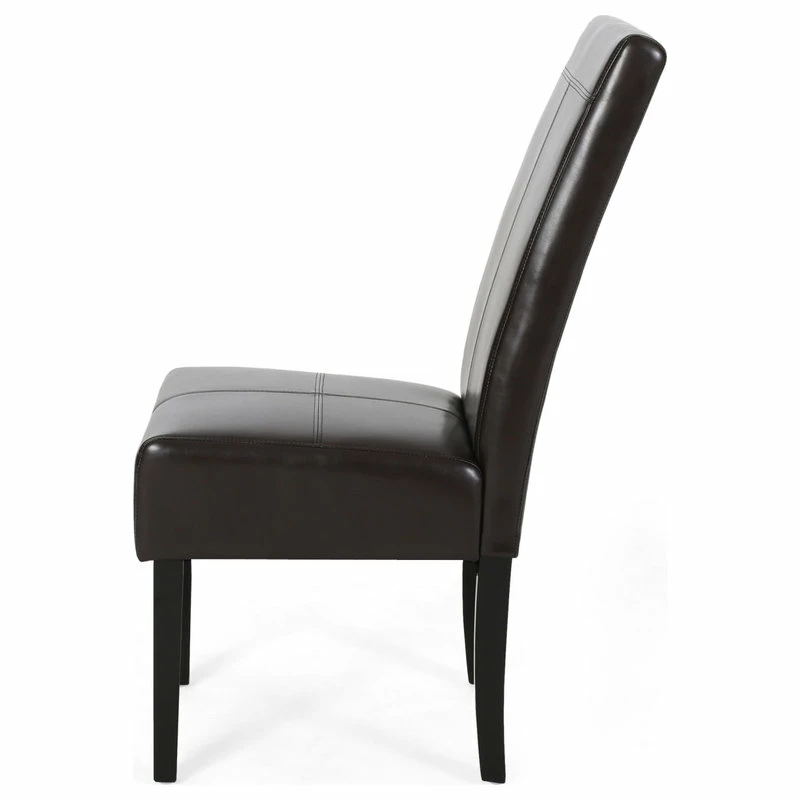 GDFStudio GDF Studio Percival T-stitched Chocolate Brown Leather Dining Chairs, Brown, Set - Image 9