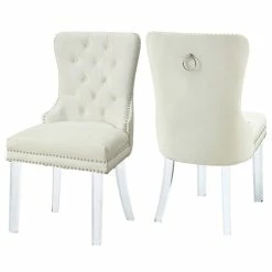 MOD The Dame Dining Chair, Cream, Velvet, Set Of 2