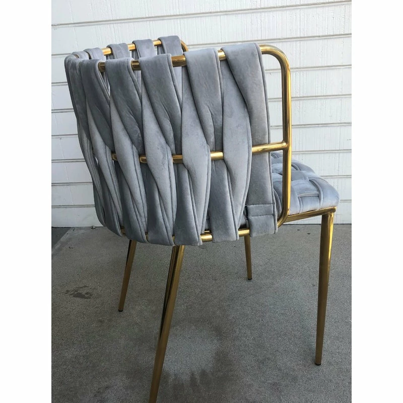 MOD The Eterno Dining Chair, Gray And Gold, Velvet - Image 5