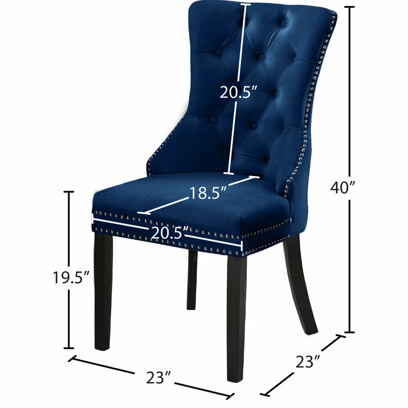 MOD The Monarch Dining Chair, Navy, Velvet Set Of 2 - Image 8