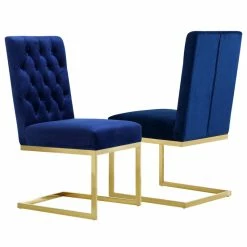 Meridian Furniture Cameron Velvet Dining Chair, Set Of 2, Navy