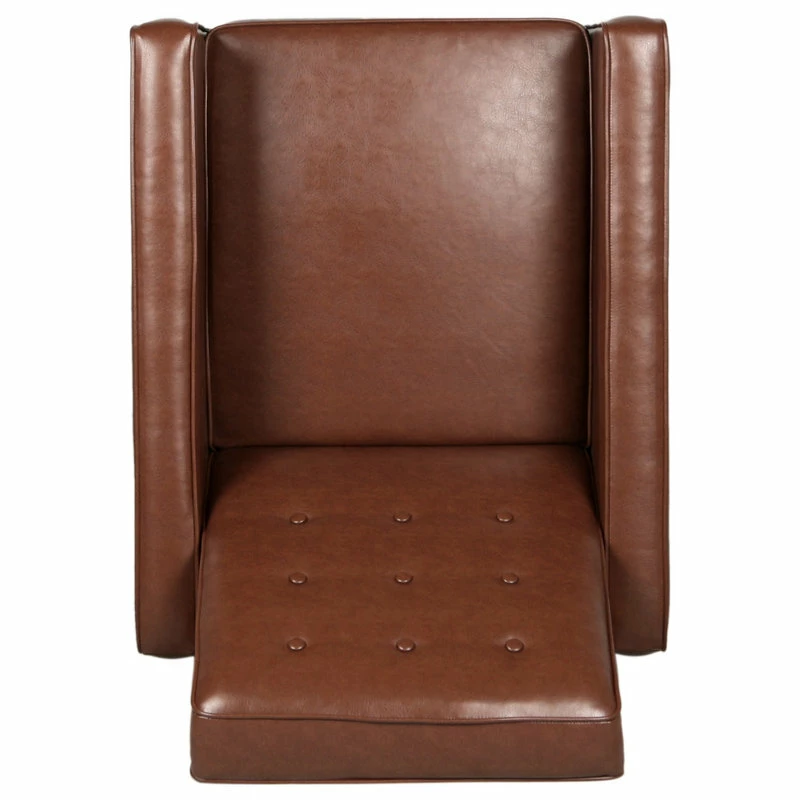 GDFStudio Marston Mid-Century Modern Button Tufted Fabric Recliner, Set Of 2, Faux Leather/Cognac Brown/Dark Brown - Image 7
