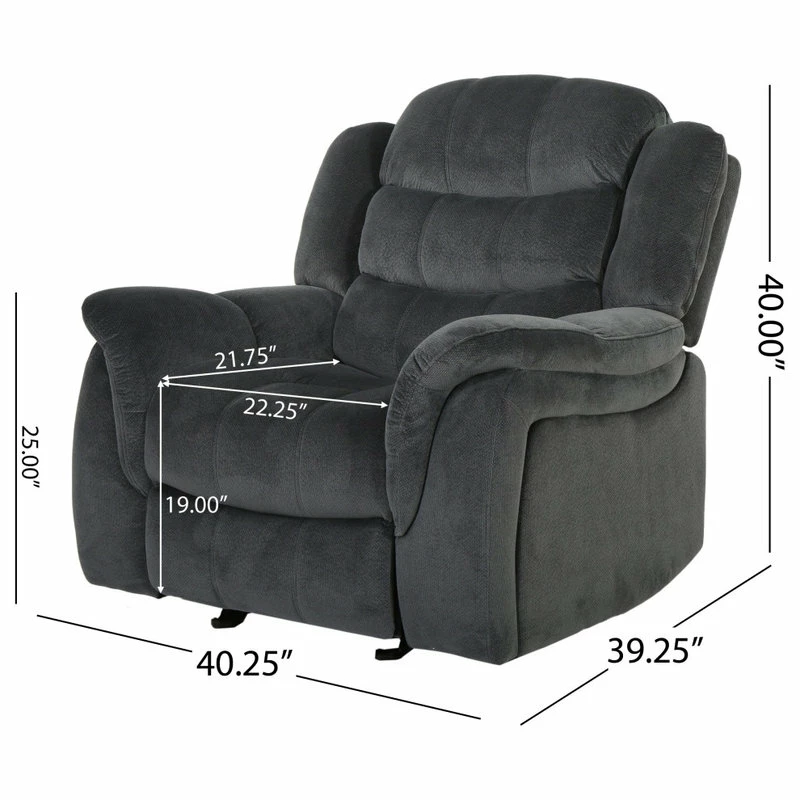 GDFStudio GDF Studio Emryka Gray Fabric Glider Recliner - Image 4