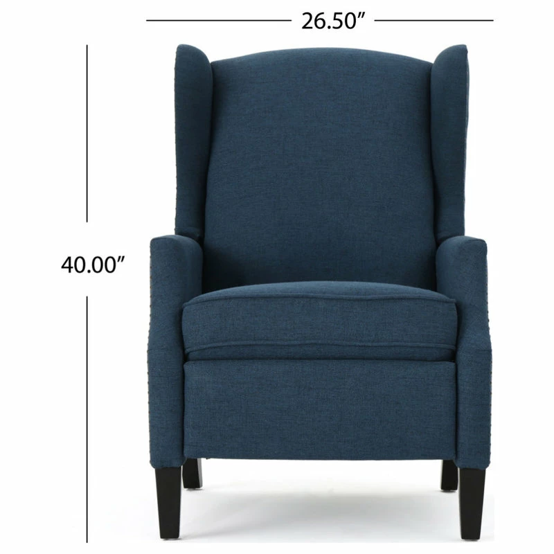 GDFStudio Corbin Fabric Recliner, Set Of 2, Navy Blue And Dark Brown - Image 3