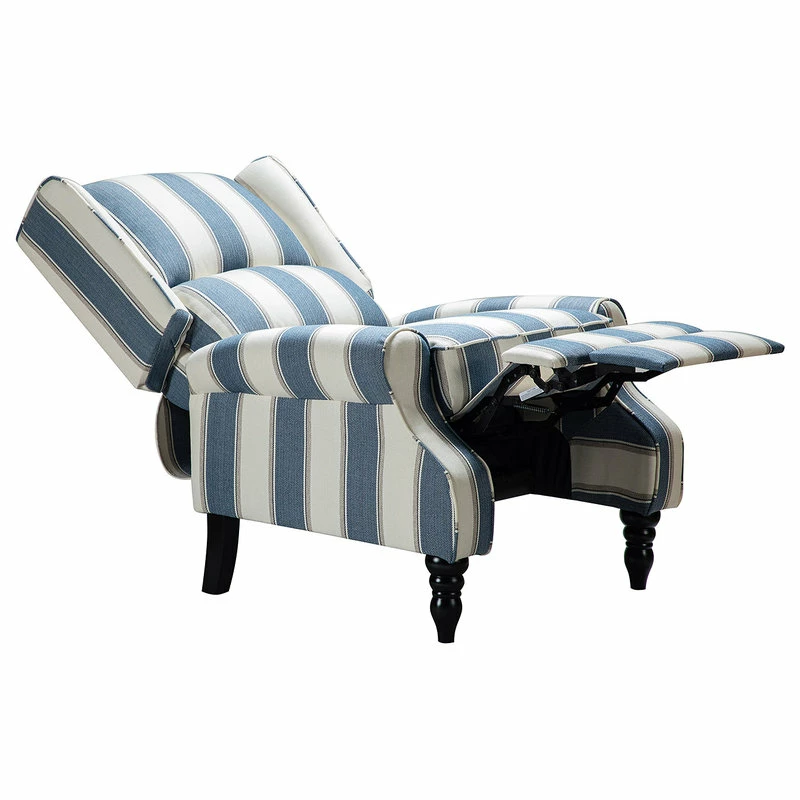 Karat Home Modern Wingback Recliner, Stripe Navy - Image 6