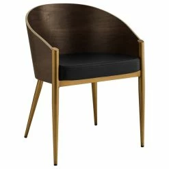 LexMod Cooper Faux Leather Dining Armchair In Gold