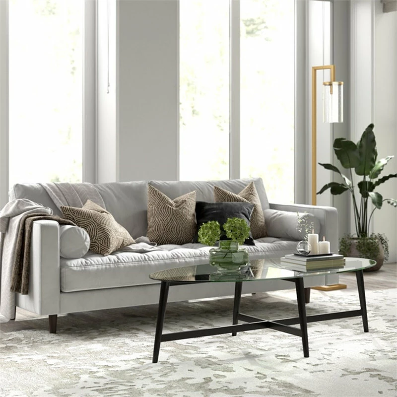 Henn&Hart Mid-Century Metal Blackened Bronze And Glass Coffee Table - Image 4