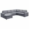 Lilola Home Warren Light Gray Linen 6 Seat Reversible Modular Sectional Sofa Chaise