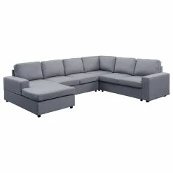 Lilola Home Warren Light Gray Linen 6 Seat Reversible Modular Sectional Sofa Chaise