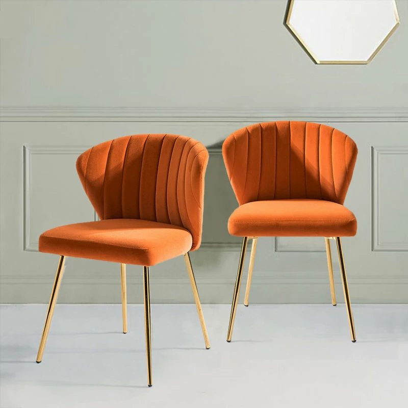 MOD The Audrey Dining Chair, Velvet, Set Of 2, Orange - Image 2